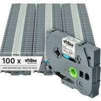 Vhbw - 100x Label Tape compatible with Brother pt H107B, H108, H108GT, H110BK, H200, H105VP, H110 Label Printer 8m x 12 mm, Black on White