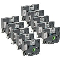 Vhbw - 10x Label Tape compatible with Brother pt 1880, 1850CC, 1850VP, 18R, 18RKT Label Printer 4m x 12 mm, Black on White, Laminated