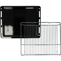 1x baking tray, 1x oven rack (2 Part Set) compatible with Bosch HBG675BB1/05, HBG675BB1/24 Ovens - 45.5 x 36.1 / 37.5 x 3 cm - Vhbw