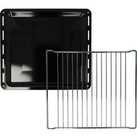 1x baking tray, 1x oven rack (2 Part Set) compatible with Zanker HF8095E, U10301, U10311, U10321, U20601, U20602 Ovens - 42.2 x 37 x 2 cm - Vhbw