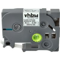 Vhbw - 1x Label Tape compatible with Brother pt 1080BTS, 1080SBT Label Printer 8m x 9 mm, White on Transparent, Extra Strong, Laminated