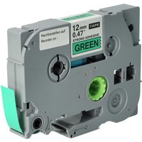 Vhbw - 1x Label Tape compatible with Brother pt 1290BT, 1290BT2, 1290DT Label Printer 8m x 12 mm, Black on Green, Extra Strong, Laminated
