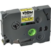 Vhbw - Label Tape compatible with Brother pt 200, 1950VP, 1960, 2030 Label Printer 8m x 9 mm, Black on Yellow, Extra Strong, Laminated