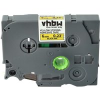 Vhbw - Label Tape compatible with Brother pt 2400, 2200, 2210, 2300, 2310 Label Printer 8m x 6 mm, Black on Yellow, Extra Strong, Laminated