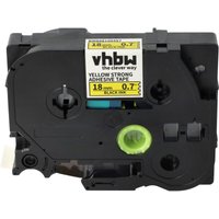 Vhbw - 1x Label Tape compatible with Brother pt D600, D450, D450VP Label Printer 8m x 18 mm, Black on Yellow, Extra Strong, Laminated