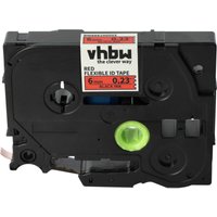 Vhbw - 1x Label Tape compatible with Brother pt P300BT, P700, H75, H75S, P750 Label Printer 8m x 6 mm, Black on Red, Flexible, Laminated