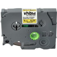 Vhbw - Label Tape compatible with Brother pt 9400, 9200, 9200PC, 9200DX Label Printer 8m x 6 mm, Black on Yellow, Extra Strong, Laminated