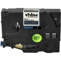 Vhbw - Label Tape Textile compatible with Brother pt H101C, H101GB, H101TB, H105, H101LB Label Printer 4m x 12 mm, Gold on Marine Blue