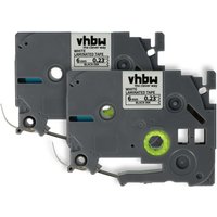 vhbw 2x Label Tape compatible with Brother PT 1280, 1250, 220, 200-Series, 1850, 1800, 1750, 1290 Label Printer 8m x 6 mm, Black on White