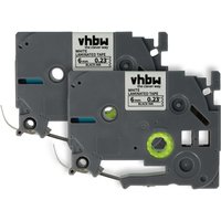 Vhbw - 2x Label Tape compatible with Brother pt D600, D600VP, D450, D450VP, H100LB, E100, E100VP Label Printer 8m x 6 mm, Black on White