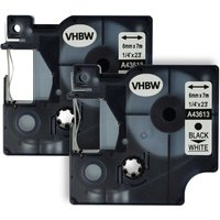 vhbw 2x Label Tape compatible with Dymo 5000, 2000, 1000 Plus, 5500 Label Printer 7m x 6 mm, Black on White