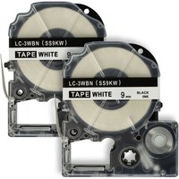 Vhbw - 2x Label Tape compatible with Epson Prifia OK300, OK500P, OK200, OK900P, OK720 Label Printer 8m x 9 mm, Black on White