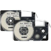 Vhbw - 2x Label Tape Replacement for Casio XR-9WE, XR-9WE1 for Label Printer 8m x 9 mm, Black on White