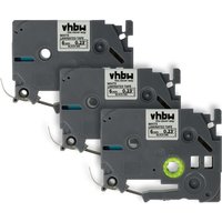 Vhbw - 3x Label Tape compatible with Brother pt D600, D600VP, D450, D450VP, H100LB, E100, E100VP Label Printer 8m x 6 mm, Black on White