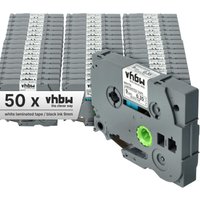 Vhbw - 50x Label Tape compatible with Brother pt H100R, P700 Label Printer 8m x 9 mm, Black on White