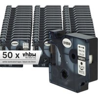 Vhbw - 50x Label Tape compatible with Dymo LabelWriter Duo 400, Duo, Duo 450 Label Printer 7m x 6 mm, Black on White