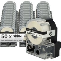 vhbw 50x Label Tape compatible with Epson LabelWorks OK900P Label Printer 36 mm, Black on White