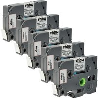 Vhbw - 5x Label Tape compatible with Brother pt 220, 210E, 2110, 2200, 2210, 2300 Label Printer 4m x 12 mm, Black on White, Laminated