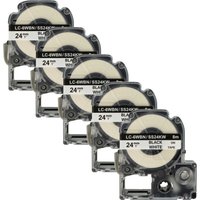 Vhbw - 5x Label Tape Replacement for Epson LC-6WBN for Label Printer 8m x 24 mm, Black on White