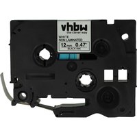 Vhbw - Label Tape compatible with Brother P-Touch 1850CC, 1850, 1880, 18R, 1850VP Label Printer 8m x 12 mm, Black on White, plastic
