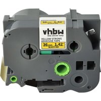 Vhbw - 1x Label Tape compatible with Brother pt 550, 550A, 3600, 530 Label Printer 8m x 36 mm, Black on Yellow, Extra Strong, Laminated