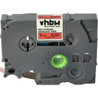 vhbw Label Tape compatible with Brother PT 1080BTS, 1080SBT, 1090, 1090BK Label Printer 8m x 9 mm, Black on Red, Extra Strong, Laminated