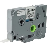 Vhbw - Label Tape compatible with Brother pt D200SN, D201, D200VP Label Printer 8m x 12 mm, Black on Matt-Silver, Extra Strong, Laminated