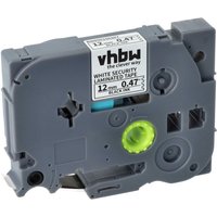vhbw Label Tape compatible with Brother PT 220, 210E, 2110, 2200, 2210, 2300 Label Printer 8m x 12 mm, Black on White Safety tape