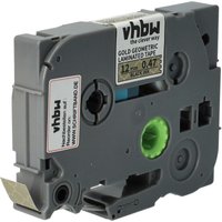Vhbw - Label Tape compatible with Brother pt H101C, H101GB, H101, H101TB Label Printer 4m x 12 mm, Black on Gold (Geometric Pattern), Laminated