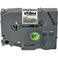 Vhbw - Label Tape compatible with Brother pt P750TDI, P700, P750, P750W, P900 Label Printer 8m x 12 mm, Black on Silver, Laminated
