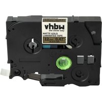 vhbw Label Tape compatible with Brother PT PT-350, PT-350P, PT-3600 Label Printer 5m x 12 mm, Black on Matt-Gold, plastic, Laminated