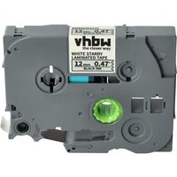Vhbw - Label Tape compatible with Brother pt ST-5, RL-700S Label Printer 8m x 12 mm, Black on White (Glitter), Laminated