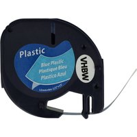Vhbw - Label Tape Plastic compatible with Dymo LetraTag Plus LT-100T, Plus LT-100H Label Printer 4m x 12 mm, Black on Blue, plastic