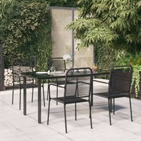 5 Piece Garden Dining Set Black Cotton Rope and Steel Vidaxl