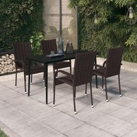 5 Piece Garden Dining Set Brown and Black Vidaxl