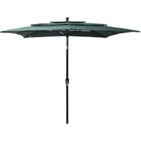 3-Tier Garden Parasol with Aluminium Pole Green 2.5x2.5 m vidaXL
