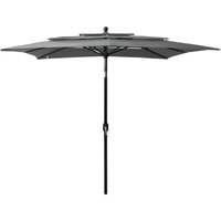 3-Tier Garden Parasol with Aluminium Pole Anthracite 2.5x2.5 m vidaXL