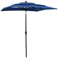 3-Tier Garden Parasol with Aluminium Pole Azure Blue 2x2 m vidaXL
