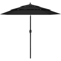 3-Tier Garden Parasol with Aluminium Pole Black 2.5 m Vidaxl