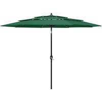 3-Tier Garden Parasol with Aluminium Pole Green 3 m Vidaxl