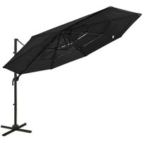 4-Tier Garden Parasol with Aluminium Pole Black 3x3 m Vidaxl