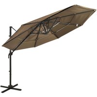 4-Tier Garden Parasol with Aluminium Pole Taupe 3x3 m Vidaxl