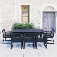 9 Piece Outdoor Dining Set pvc Rattan Black Vidaxl