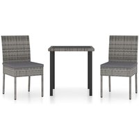 Vidaxl - 3 Piece Outdoor Dining Set with Cushions Poly Rattan Grey