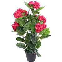 Artificial Hydrangea Plant with Pot 60 cm Red Vidaxl