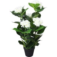 Artificial Hydrangea Plant with Pot 60 cm White Vidaxl