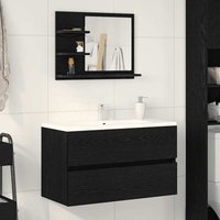 Bathroom Mirror Black Oak 60x10.5x45 cm Engineered Wood Vidaxl