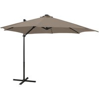 Cantilever Garden Parasol with Pole and led Lights Taupe 300 cm Vidaxl