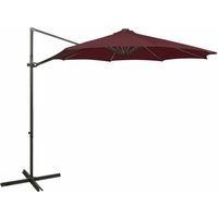 Cantilever Garden Parasol with Pole and LED Lights Bordeaux Red 300 cm vidaXL