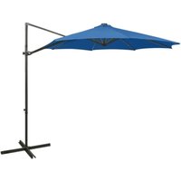 Vidaxl - Cantilever Garden Parasol with Pole and led Lights Azure Blue 300 cm